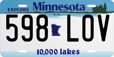 MN license plate 598LOV
