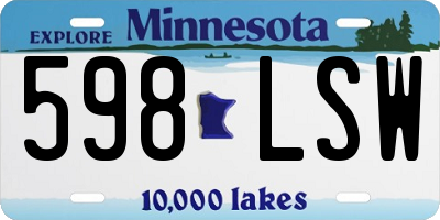 MN license plate 598LSW