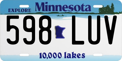MN license plate 598LUV