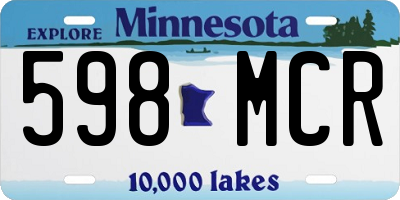 MN license plate 598MCR