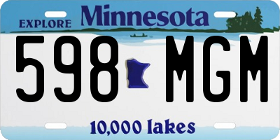 MN license plate 598MGM