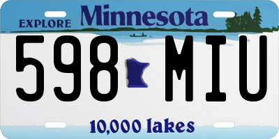 MN license plate 598MIU