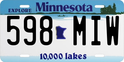MN license plate 598MIW