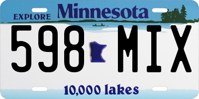 MN license plate 598MIX