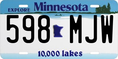 MN license plate 598MJW
