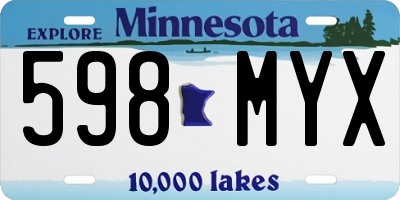 MN license plate 598MYX