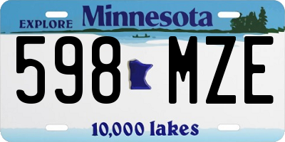 MN license plate 598MZE