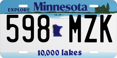 MN license plate 598MZK