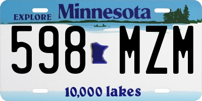 MN license plate 598MZM