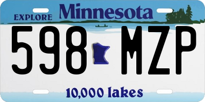 MN license plate 598MZP