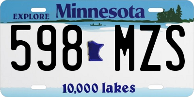MN license plate 598MZS