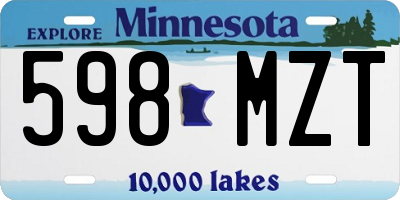 MN license plate 598MZT