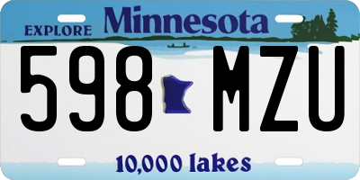 MN license plate 598MZU