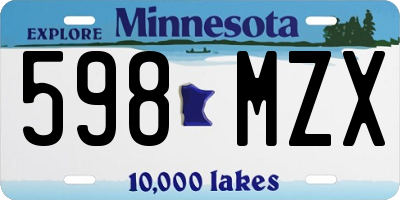 MN license plate 598MZX