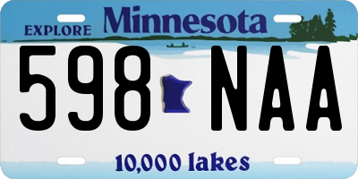 MN license plate 598NAA