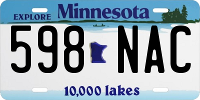 MN license plate 598NAC
