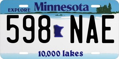 MN license plate 598NAE