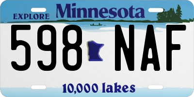 MN license plate 598NAF