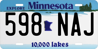 MN license plate 598NAJ