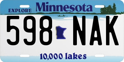 MN license plate 598NAK