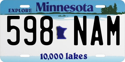 MN license plate 598NAM