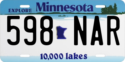 MN license plate 598NAR