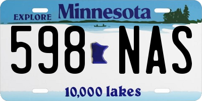 MN license plate 598NAS