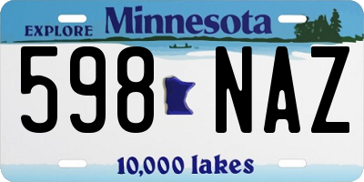 MN license plate 598NAZ