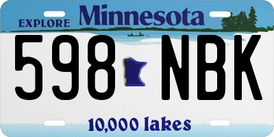 MN license plate 598NBK
