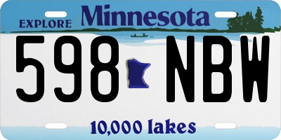 MN license plate 598NBW