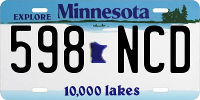 MN license plate 598NCD