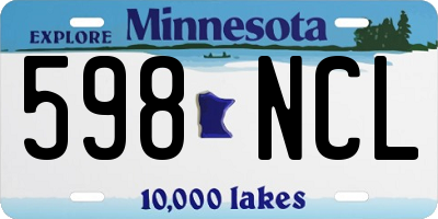 MN license plate 598NCL