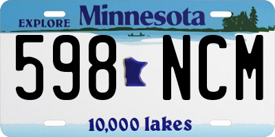 MN license plate 598NCM