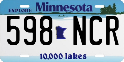 MN license plate 598NCR