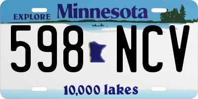 MN license plate 598NCV