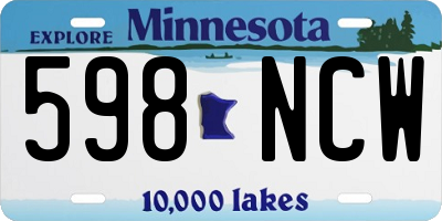 MN license plate 598NCW
