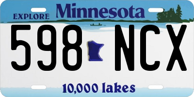 MN license plate 598NCX