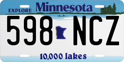 MN license plate 598NCZ