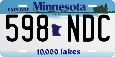 MN license plate 598NDC