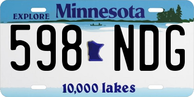 MN license plate 598NDG