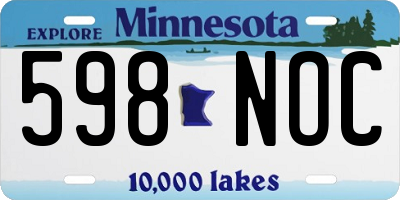 MN license plate 598NOC
