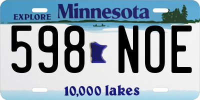 MN license plate 598NOE