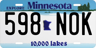 MN license plate 598NOK