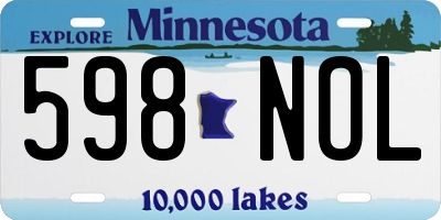 MN license plate 598NOL