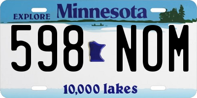 MN license plate 598NOM