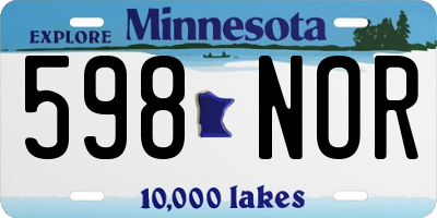 MN license plate 598NOR