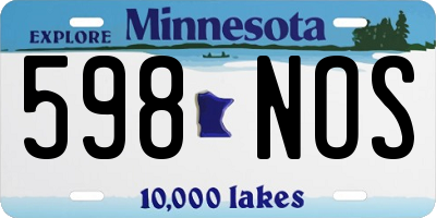 MN license plate 598NOS