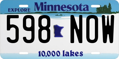 MN license plate 598NOW