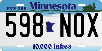 MN license plate 598NOX