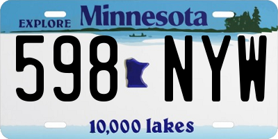 MN license plate 598NYW
